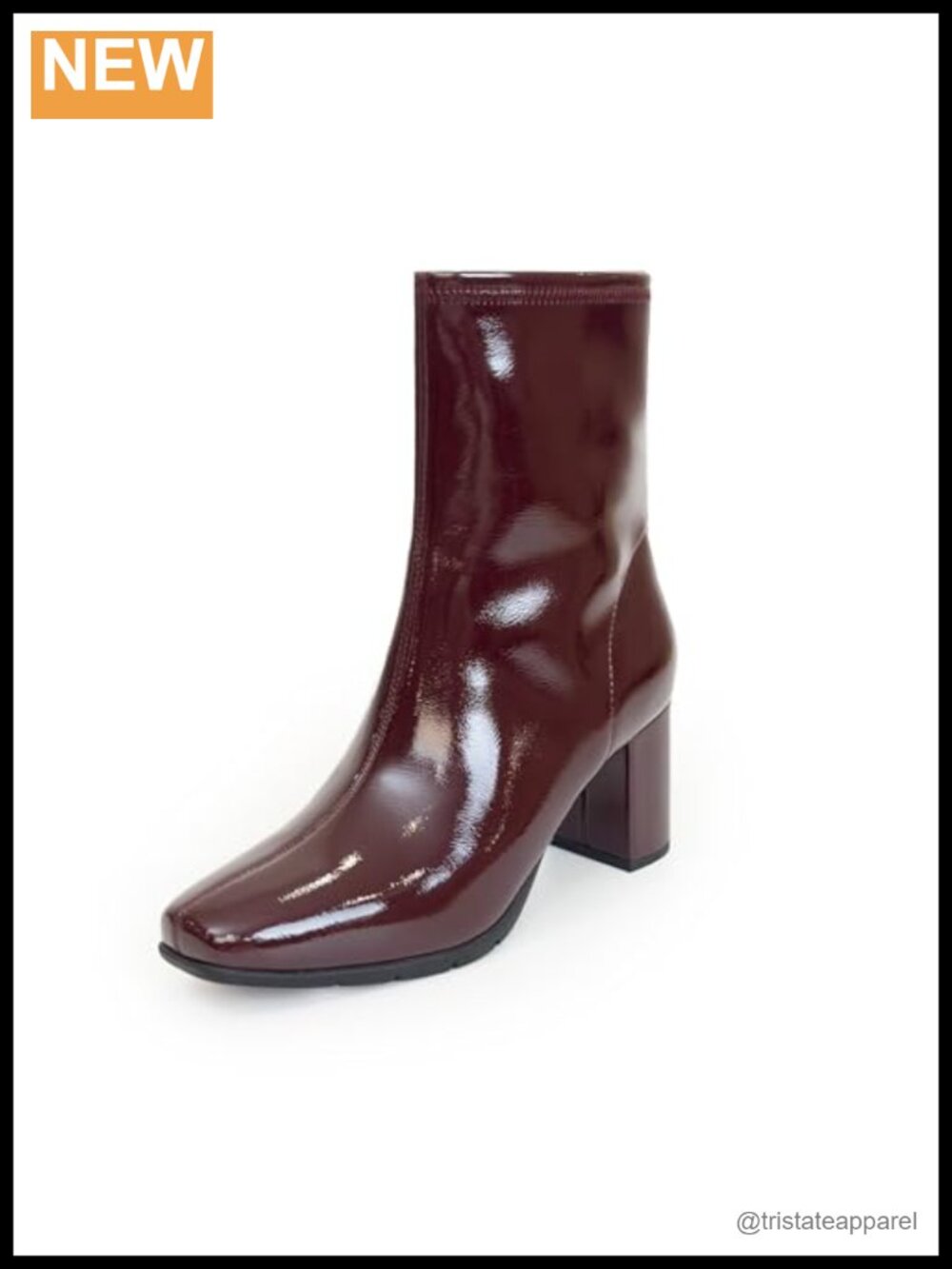 Aerosoles Miley Ankle Boots Block Heel Patent Faux Leather Zip Closure Women's
